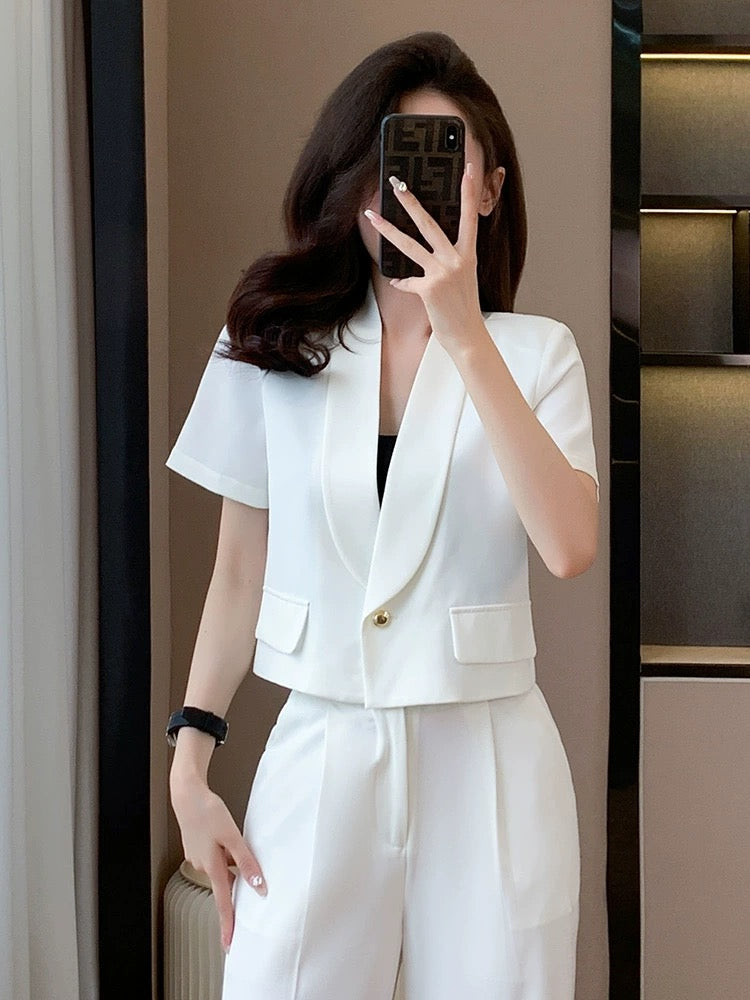 Short-sleeved suit two-piece suit for women 2024 summer new style ins temperament women's short short suit pants