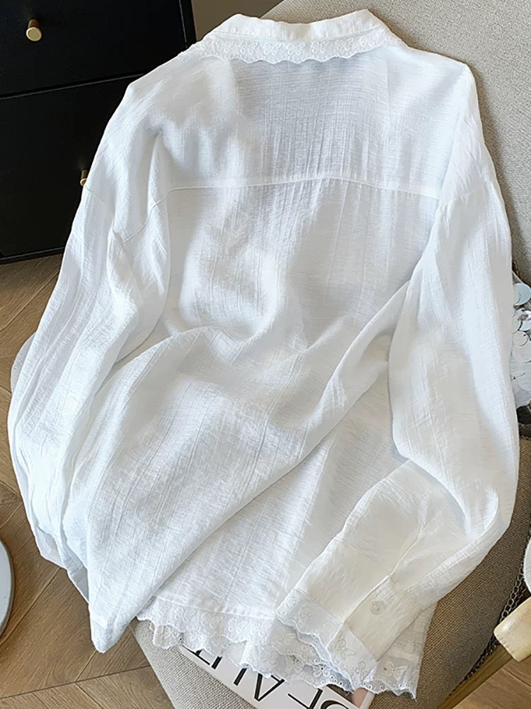 Self-retained model recommendation ~ Lace splicing sun protection shirt female 2025 spring and summer new cardigan top lazy style shirt