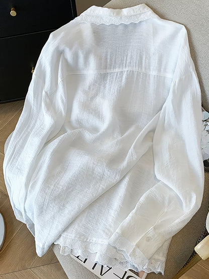Self-retained model recommendation ~ Lace splicing sun protection shirt female 2025 spring and summer new cardigan top lazy style shirt