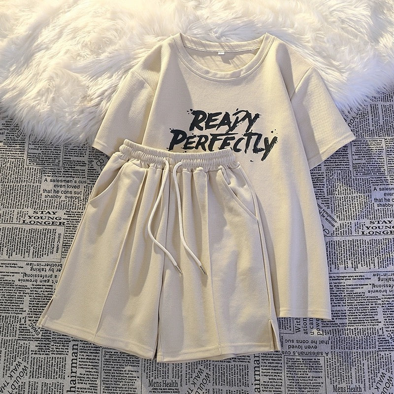 Small casual shorts suit for women summer 2024 new loose and slim running sportswear short-sleeved two-piece set