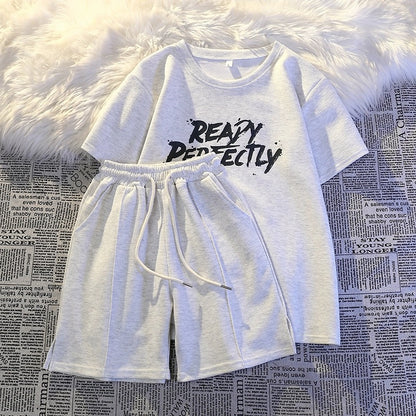 Small casual shorts suit for women summer 2024 new loose and slim running sportswear short-sleeved two-piece set