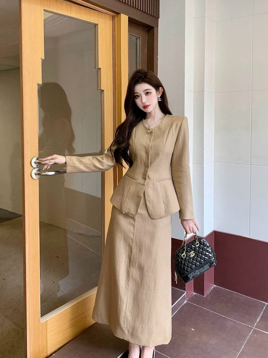 2024 new style small fragrance, beautiful, high-end, temperament, Tencel and hemp, chic and fashionable design, two-piece set Shenzhen Nanyou