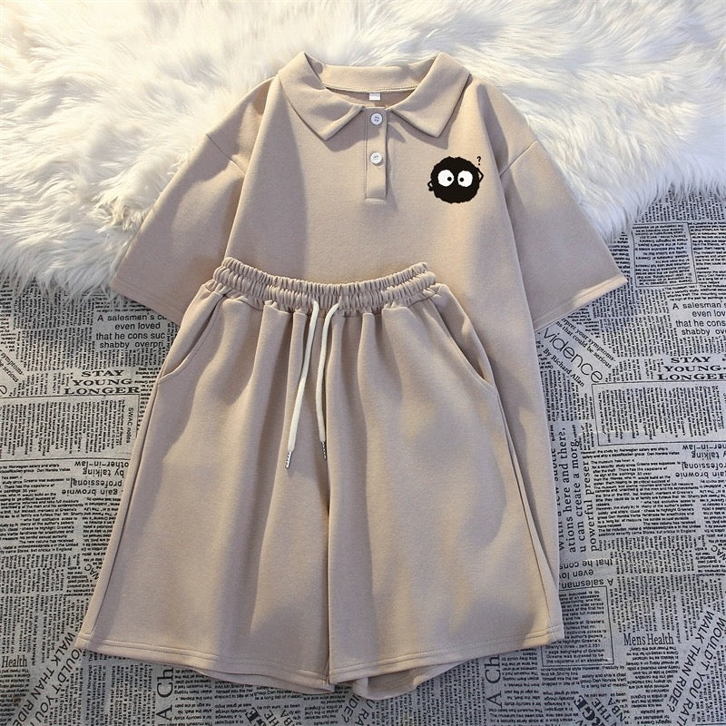 2024 new summer short-sleeved shorts two-piece suit for women fashionable summer student running loose casual sportswear