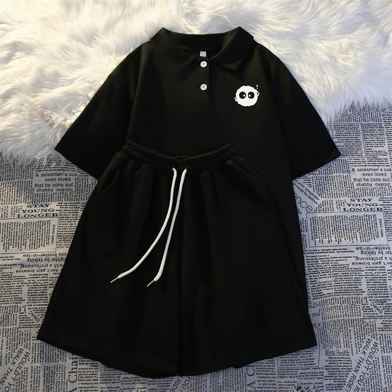2024 new summer short-sleeved shorts two-piece suit for women fashionable summer student running loose casual sportswear