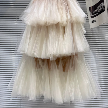Popular online style, 2026 Spring New Arrival, Sweet Ballet Style Multi-Layer Cake Skirt, Elastic Waist, Mesh Long Skirt, Puffy Skirt