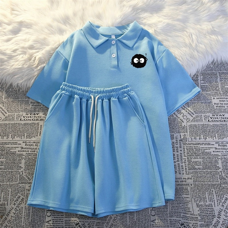 2024 new summer short-sleeved shorts two-piece suit for women fashionable summer student running loose casual sportswear