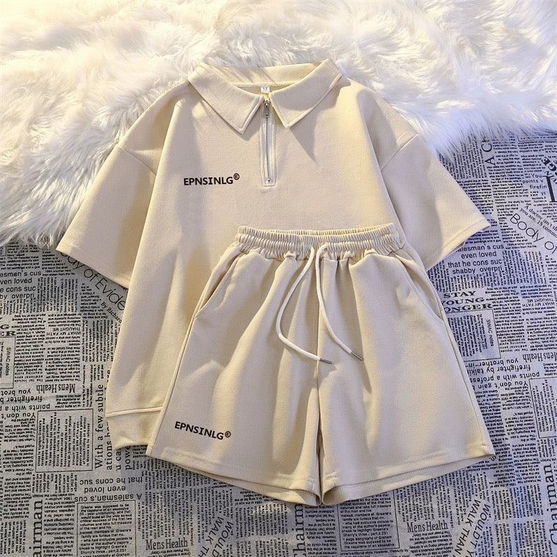 Internet celebrity sportswear suit for women summer loose casual age-reducing short-sleeved shorts fashionable salt two-piece set for small people
