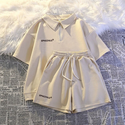 Internet celebrity sportswear suit for women summer loose casual age-reducing short-sleeved shorts fashionable salt two-piece set for small people