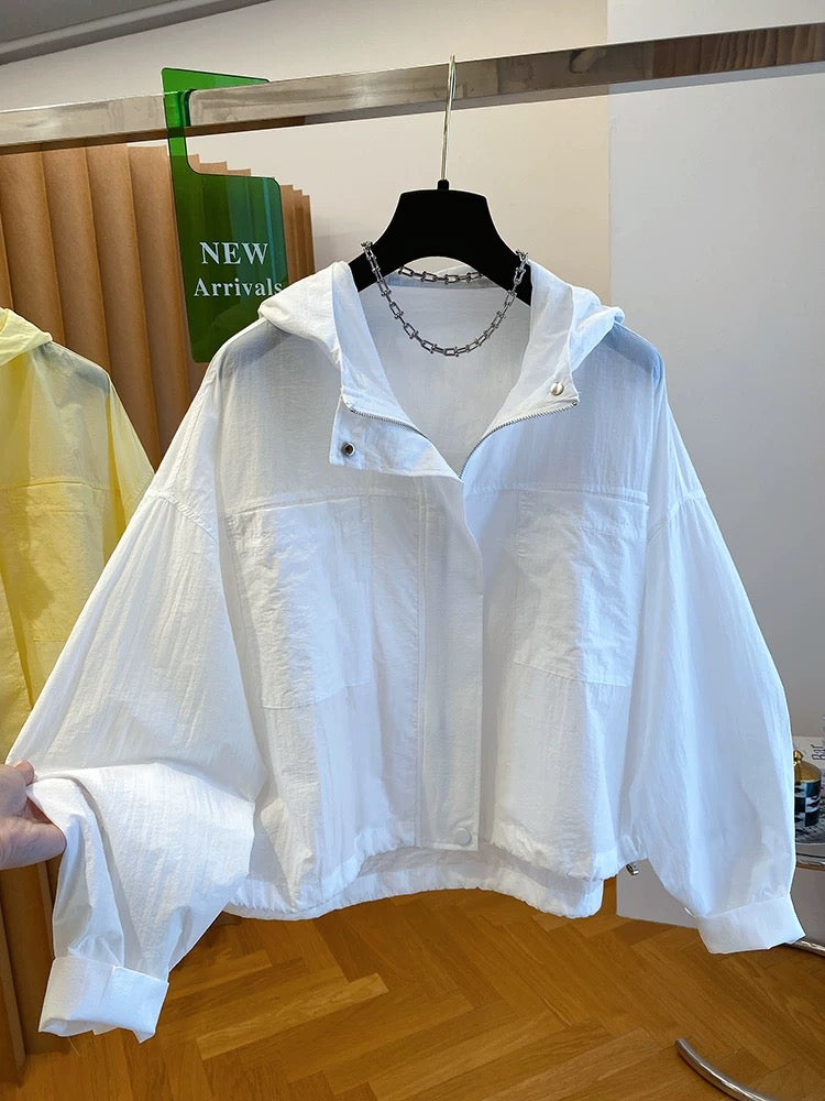 High-grade yellow hooded sun protection jacket for women in summer 2025 new loose casual versatile light sun protection shirt