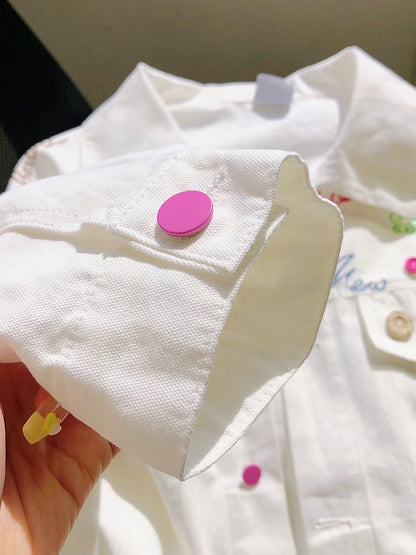 American white three-dimensional decorative denim jacket for women 2024 spring and autumn new niche high-end lapel motorcycle jacket...