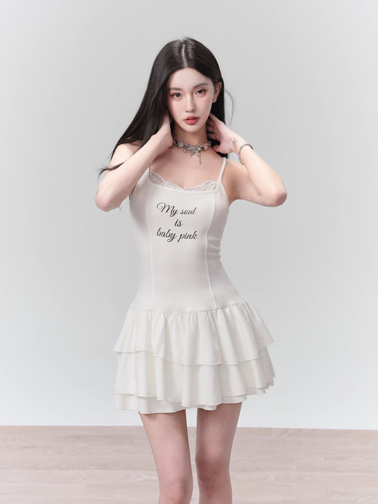 [Ready Stock] Fragile Store·Gem Elf Playful Slim Knitted Suspender Skirt Sweet Date Dress