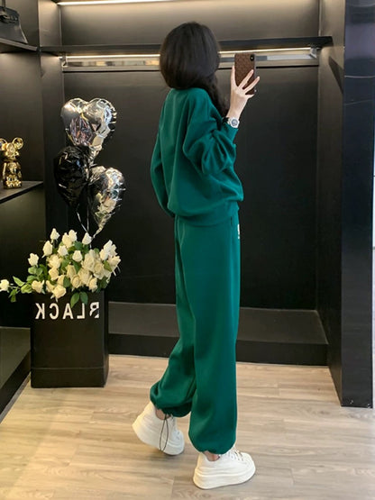 Internet celebrity street sports and leisure suit for women in spring and autumn, loose, slim, fashionable and age-reducing sweatshirt, leggings and sweatpants two-piece set
