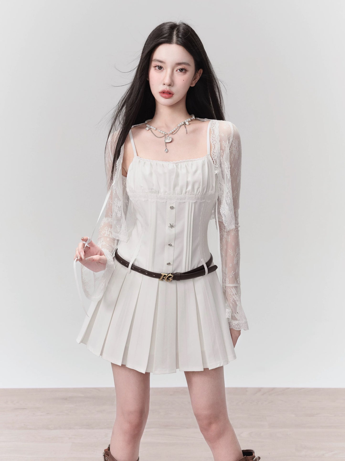 [Ready Stock] Fragile Store Seven Days Confession Sweet and cool hot girl suspender skirt temperament new dress for seniors