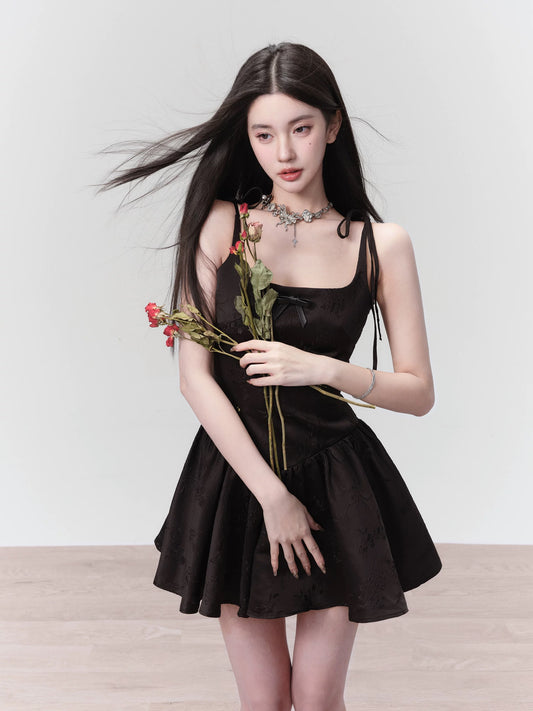 [Same style as Zhang Bichen] Fragile Shop·Spring Day Escape Girl Bow Jacquard Black and White Princess Tutu Skirt