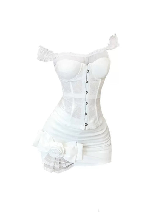 HELA fat mm pure desire hot girl one shoulder lace tube top female summer 2024 rose hip skirt suit