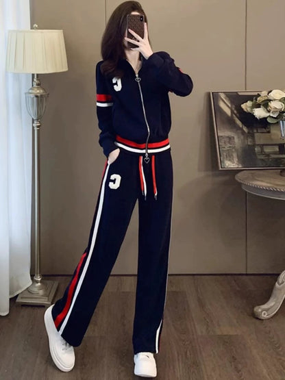 2024 Autumn New European Fashion Brand Suit Fashionable Age-Reducing Jacket Top Casual Sports Pants Two-piece Set Women's Clothing