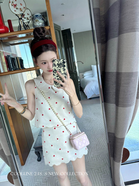 COOLLINE Lin Zixi My Girlhood Love Embroidered Linen Petals Doll Collar Fashionable Small Suit