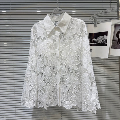 Popular online style 2026 Spring New French Lace Shirt + Camisole + Mesh Skirt Three-Piece Set