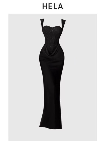 HELA Fat mm French heavy-duty tube top suspender dress female spring and summer 2025 waist hip fishtail dress