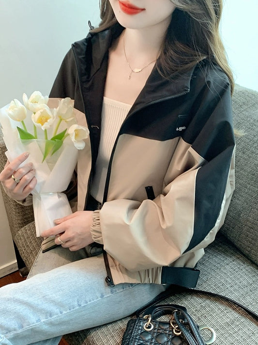 Fashionable contrasting color splicing jacket jacket for women spring 2024 new spring and autumn loose temperament short jacket top