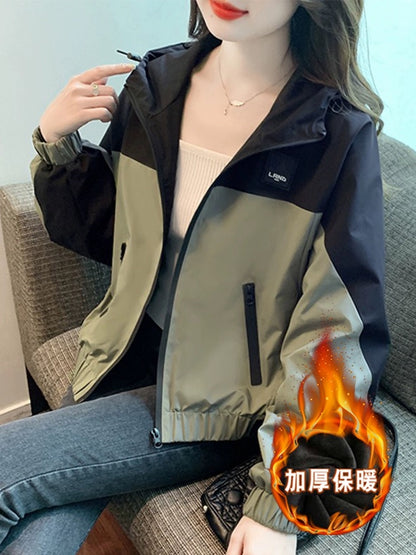 Fashionable contrasting color splicing jacket jacket for women spring 2024 new spring and autumn loose temperament short jacket top