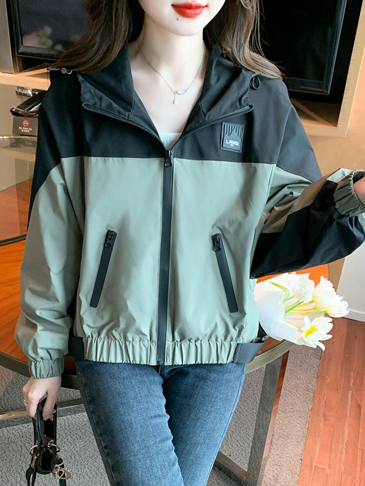 Fashionable contrasting color splicing jacket jacket for women spring 2024 new spring and autumn loose temperament short jacket top
