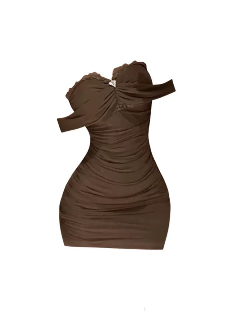 HELA fat mm temperament celebrity lace splicing tube top dress female summer 2024 pure desire pleated waist hip skirt