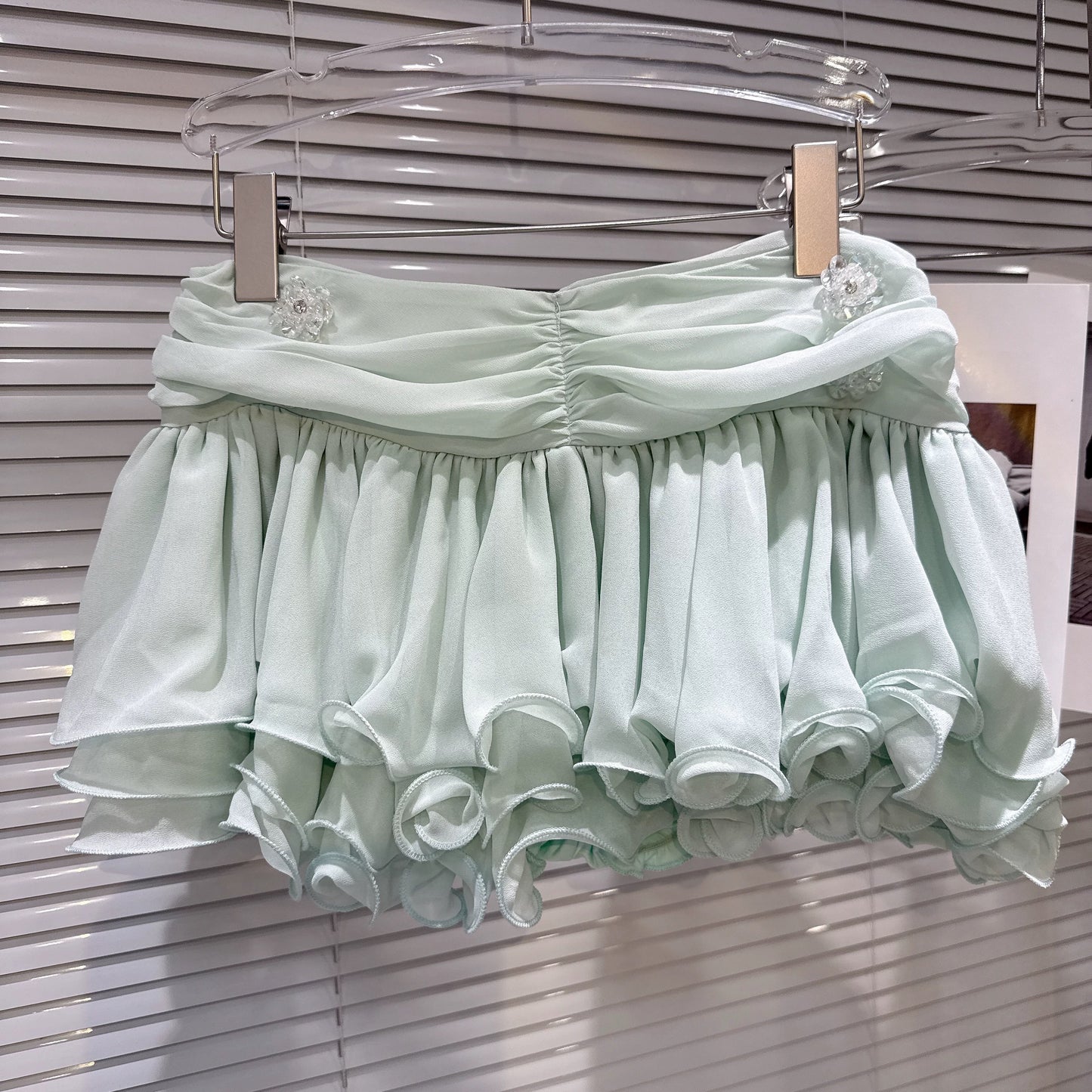 Big Eyes 2026 Spring New Sweet and Elegant Ruffled Chiffon Blouse + Ruffled Tulip Skirt Set