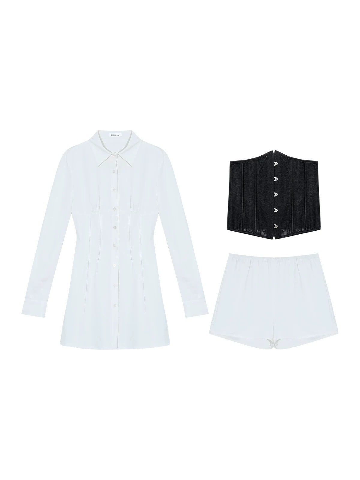 Luo Ge's wool roll "Limited time 40% off" American hot girl white shirt dress niche girdle dress suit
