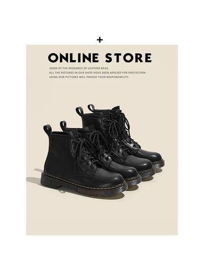 Upgraded version! Genuine leather Martin boots for women 2024 autumn and winter new 8-hole flat-soled sweet and cool short boots dr British style boots