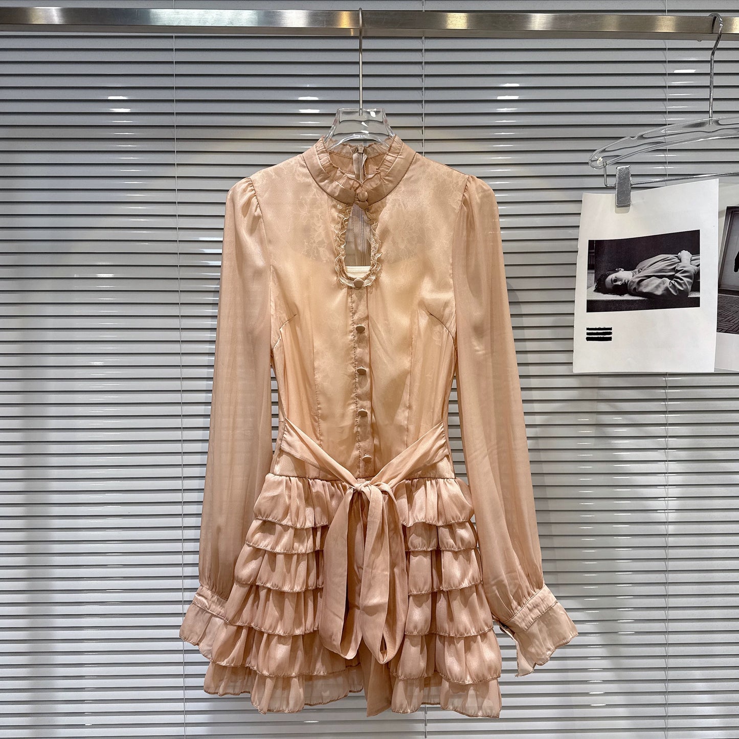 Popular online style 2025 winter new arrival, gentle and romantic chiffon tulle bow scarf slimming dress for women