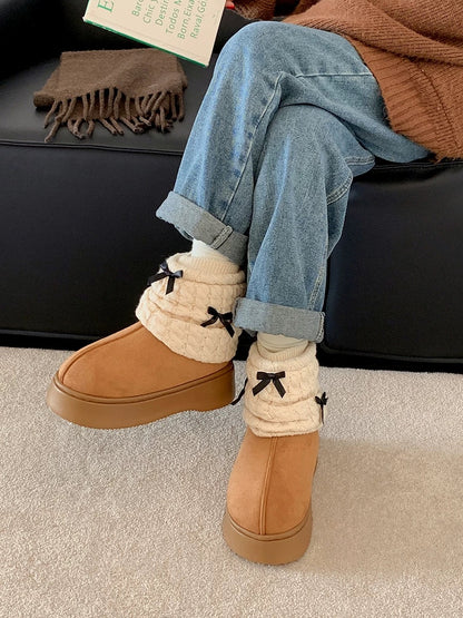 South in the south bow-knot heightening warm thick-soled snow boots women's 2024 new winter velvet thickened cotton shoes