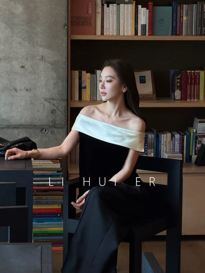 Li Hui'er [Sisyphus Hall] Summer Dark-Style Paneled Silk-Velvet Slim-Fit H-Line Tank Top