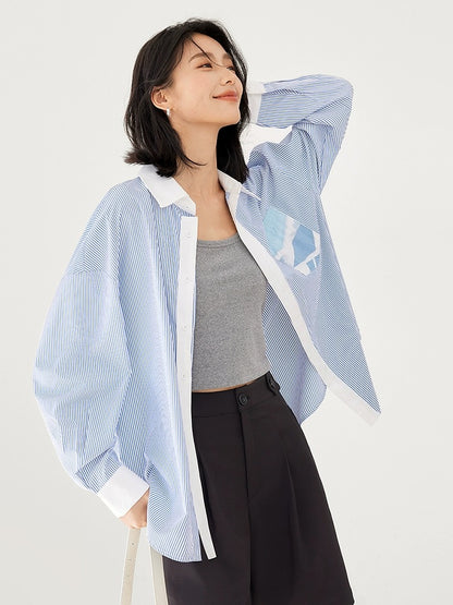 Dialogue x Kay Levine joint printed ribbon long-sleeved shirt female 2024 spring and summer new loose niche top