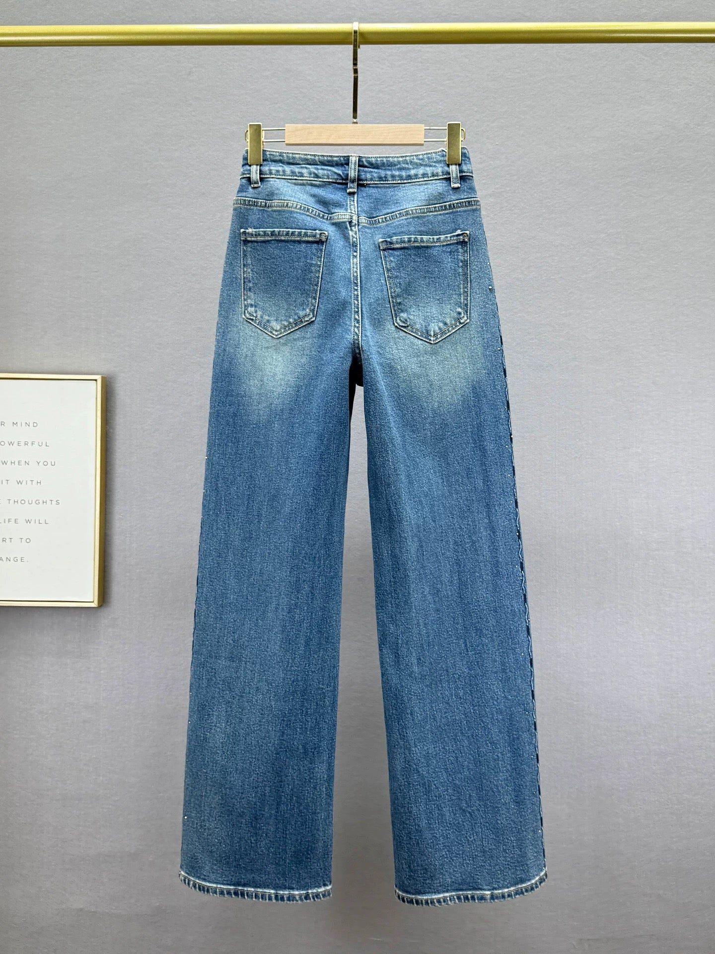 Loose denim wide-leg pants for women 2025 autumn new style high waist slim ins European goods hot diamond extended floor-length pants