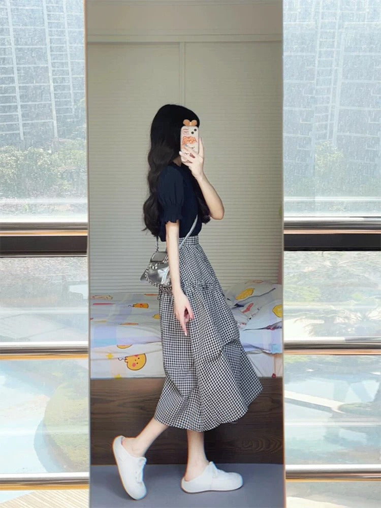 Summer outfit with a complete set of fashionable petite loose dress for women with cold style and salty outfit suit skirt