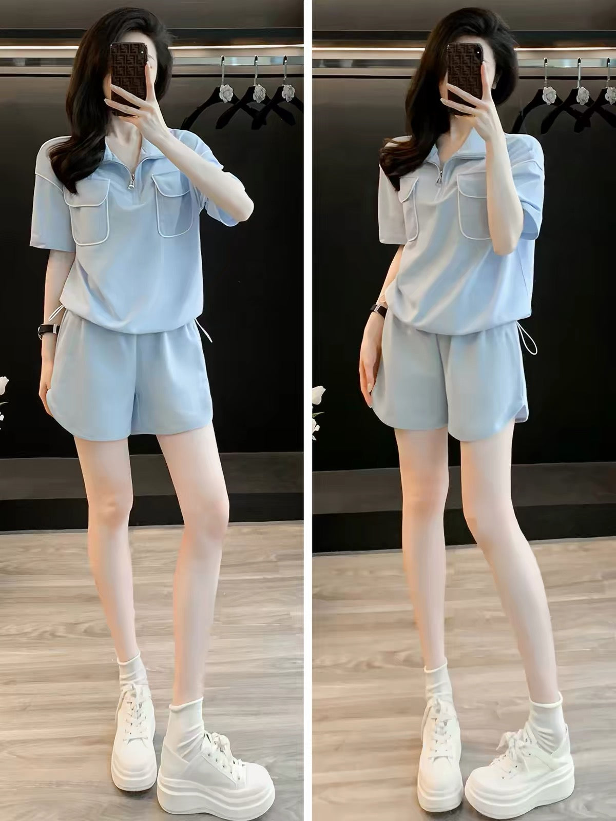 Women's Casual Chic Summer Short-Sleeve Set (2026): Trendy, Loose-Fit Two-Piece Outfit with Shorts—Sporty, Youthful, and Slimming.