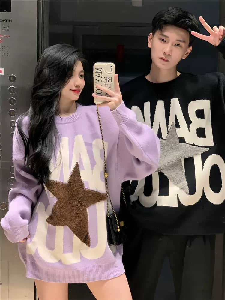 Couple wear autumn and winter 2024 new ins super hot sweater for men and women Korean version loose French sweater jacket trendy brand