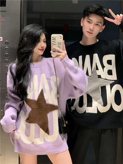 Couple wear autumn and winter 2024 new ins super hot sweater for men and women Korean version loose French sweater jacket trendy brand