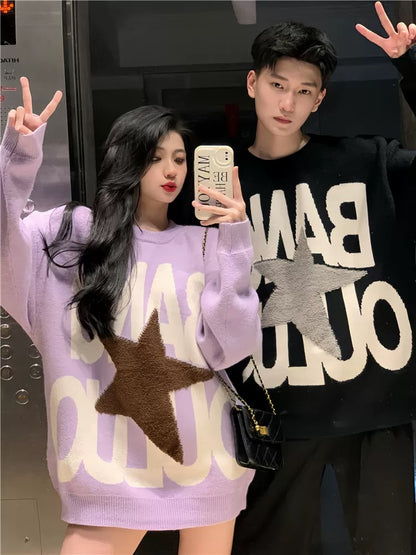 Couple wear autumn and winter 2024 new ins super hot sweater for men and women Korean version loose French sweater jacket trendy brand