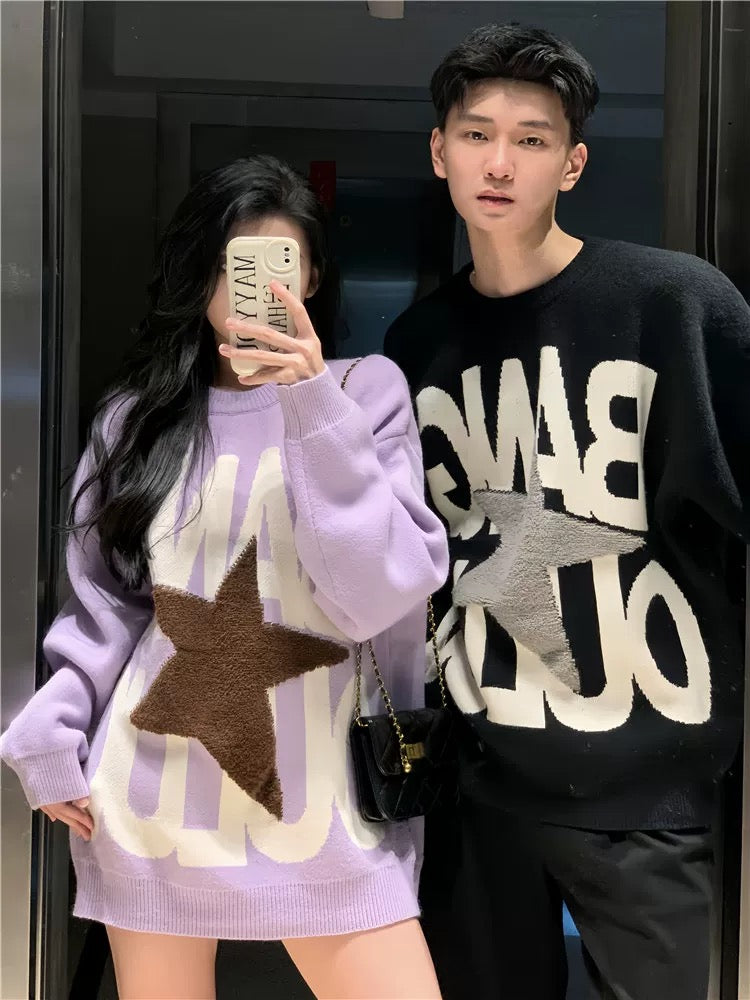 Couple wear autumn and winter 2024 new ins super hot sweater for men and women Korean version loose French sweater jacket trendy brand