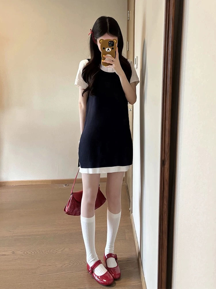 Summer beautiful small suit a complete set of small outfit white short-sleeved shirt vest dress two-piece suit
