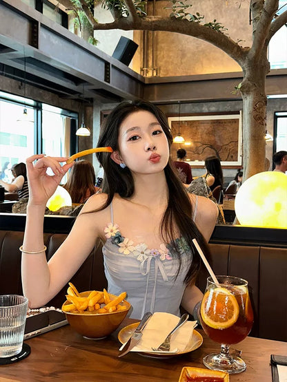 New Chinese style national style EIA Yiyao [Blue Mist Iced Tea] Pure Desire Temperament Dress Women's Summer Relaxing Long Dress