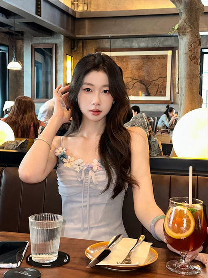 New Chinese style national style EIA Yiyao [Blue Mist Iced Tea] Pure Desire Temperament Dress Women's Summer Relaxing Long Dress