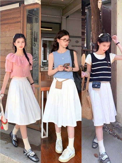 Cheese Rabbit casual skirt for women 2024 new design niche A-line skirt temperament small high waist short skirt