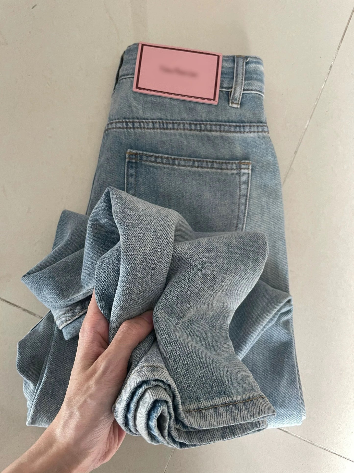 Very comfortable to wear! Tencel jeans for women high waist slimming niche design retro drape straight wide leg pants