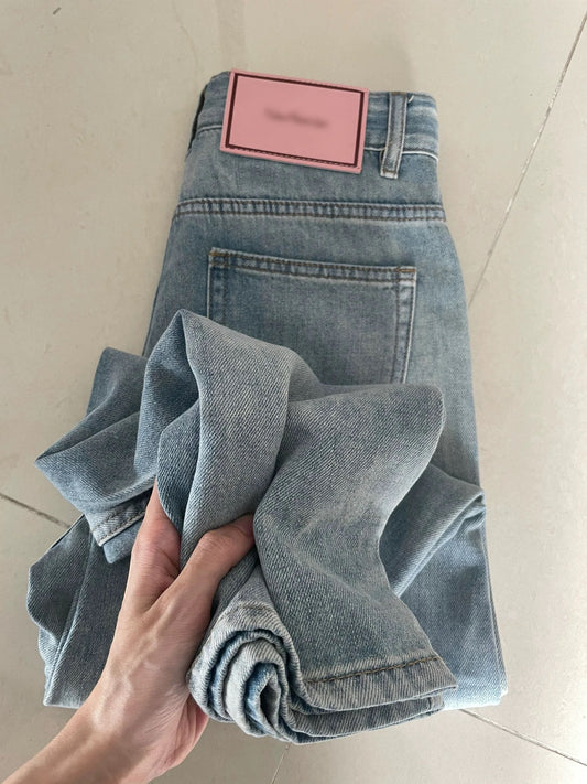 Very comfortable to wear! Tencel jeans for women high waist slimming niche design retro drape straight wide leg pants