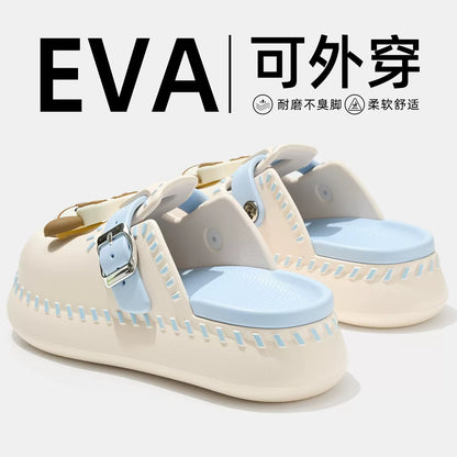 Women's Summer Platform Clogs – 2026 New Style: Non-slip, Odor-resistant, Height-increasing Closed-toe Mules with "Cloud-like" Cushioning