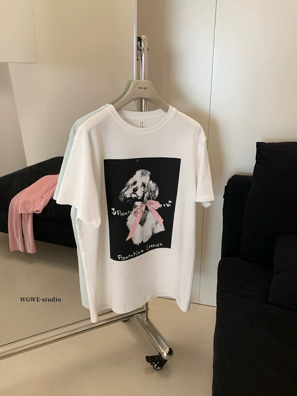 Butterfly pixel puppy print round neck loose top short sleeve T-shirt female summer 2025 new Korean version half sleeve shirt
