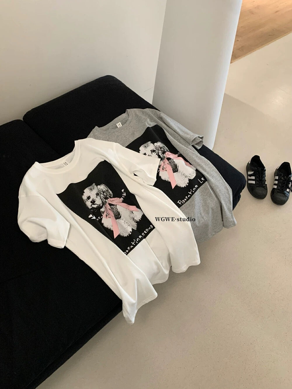 Butterfly pixel puppy print round neck loose top short sleeve T-shirt female summer 2025 new Korean version half sleeve shirt